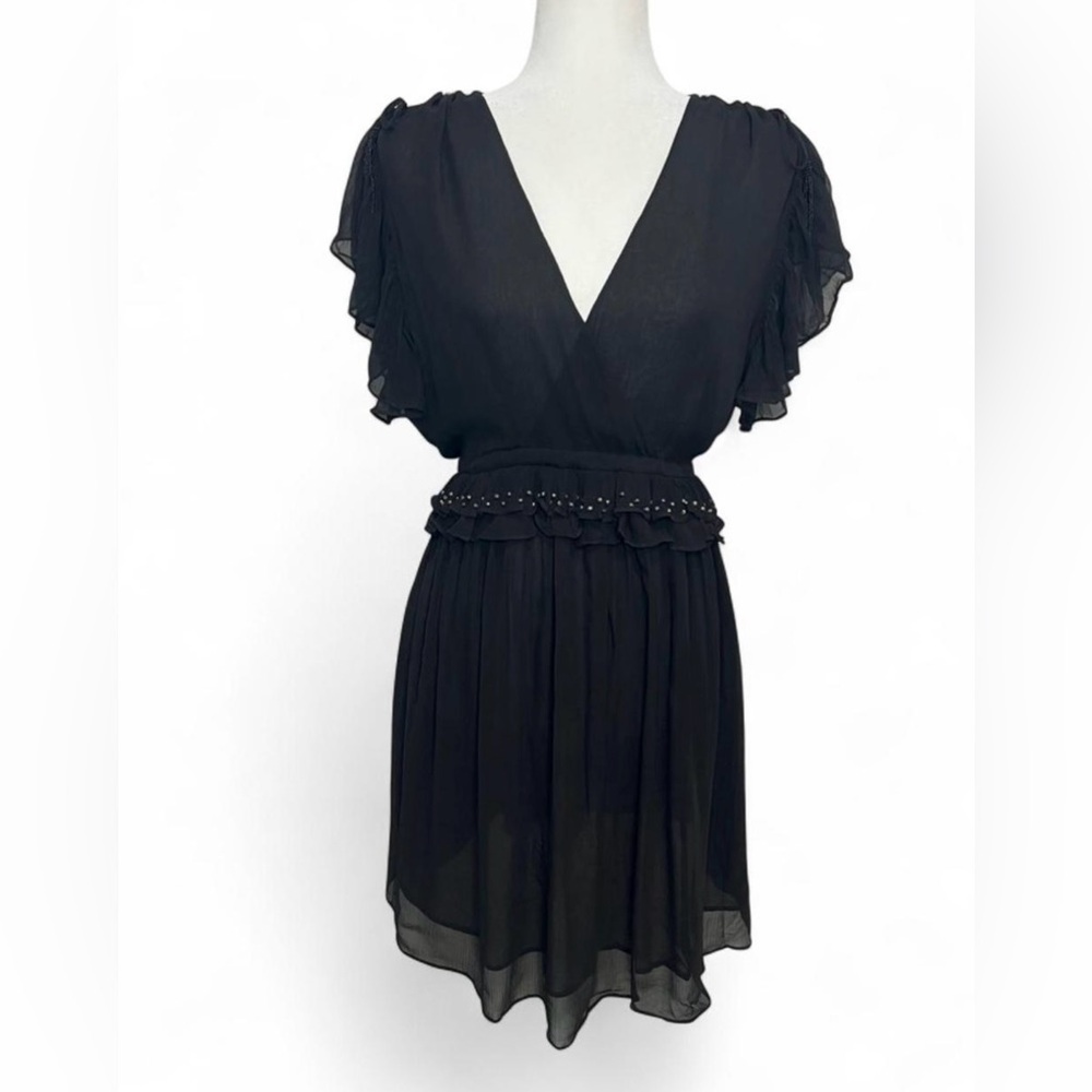 Secret mission Camille Flutter Sleeve Black Mini Dress - Picture 2 of 8